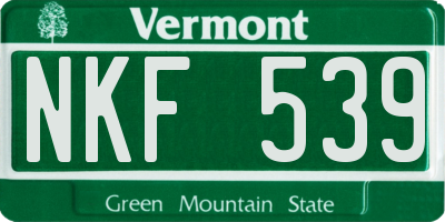 VT license plate NKF539