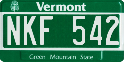 VT license plate NKF542