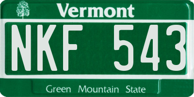 VT license plate NKF543