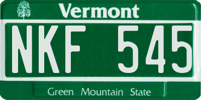 VT license plate NKF545