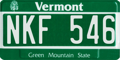VT license plate NKF546
