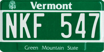 VT license plate NKF547