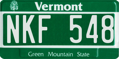 VT license plate NKF548