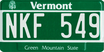 VT license plate NKF549