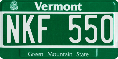 VT license plate NKF550
