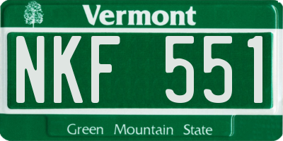 VT license plate NKF551