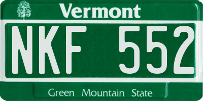 VT license plate NKF552