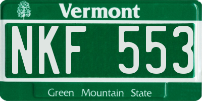VT license plate NKF553