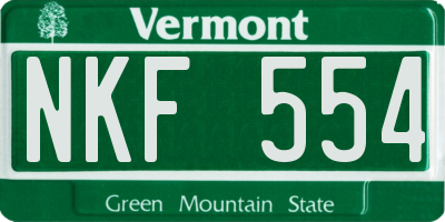 VT license plate NKF554