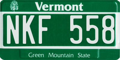 VT license plate NKF558