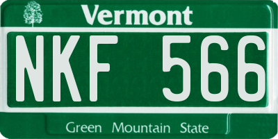 VT license plate NKF566