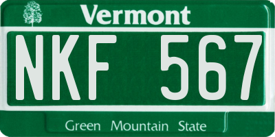 VT license plate NKF567