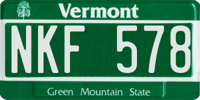 VT license plate NKF578