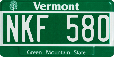 VT license plate NKF580