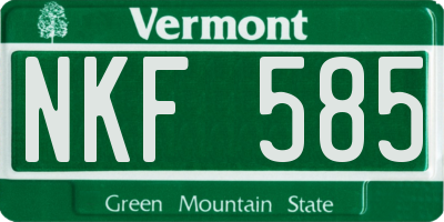 VT license plate NKF585