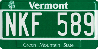 VT license plate NKF589