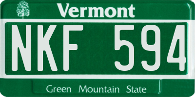 VT license plate NKF594