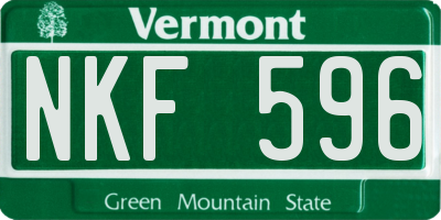 VT license plate NKF596