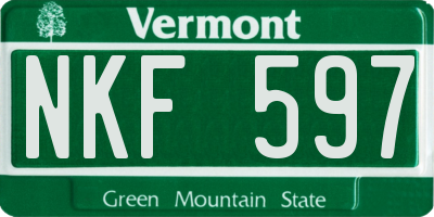 VT license plate NKF597