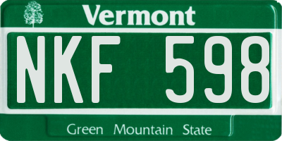 VT license plate NKF598