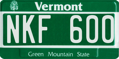VT license plate NKF600