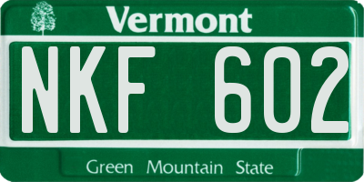 VT license plate NKF602