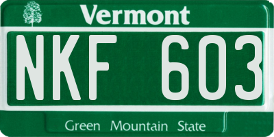 VT license plate NKF603