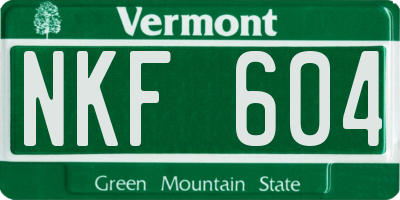 VT license plate NKF604