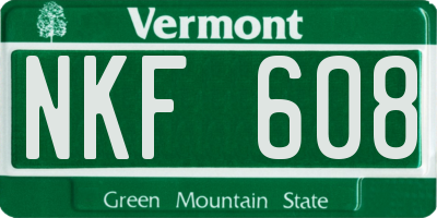 VT license plate NKF608