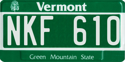 VT license plate NKF610