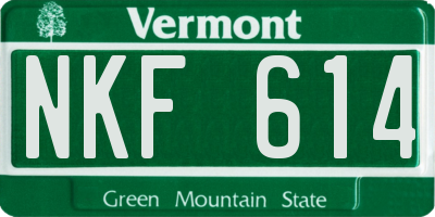 VT license plate NKF614