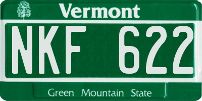 VT license plate NKF622