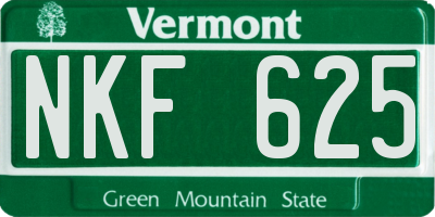VT license plate NKF625