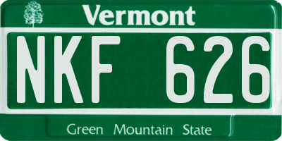 VT license plate NKF626