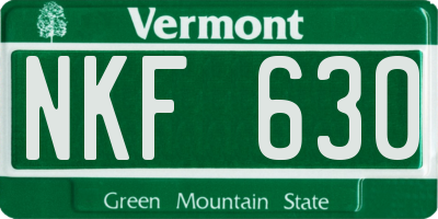 VT license plate NKF630