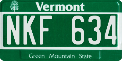 VT license plate NKF634