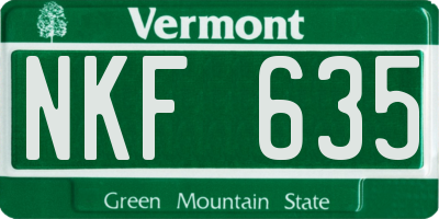 VT license plate NKF635