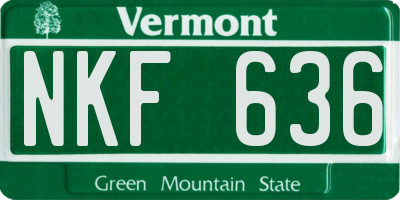 VT license plate NKF636