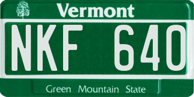 VT license plate NKF640