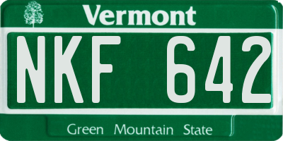 VT license plate NKF642