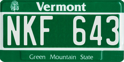 VT license plate NKF643