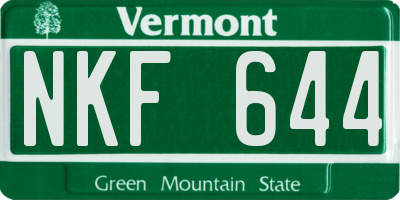 VT license plate NKF644
