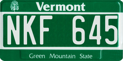 VT license plate NKF645