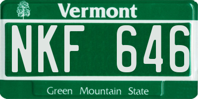 VT license plate NKF646