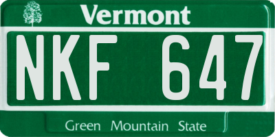 VT license plate NKF647