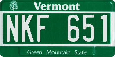 VT license plate NKF651