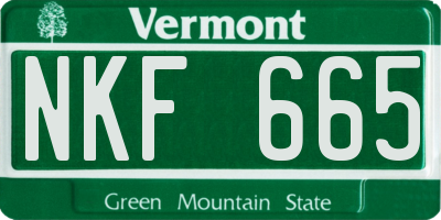 VT license plate NKF665