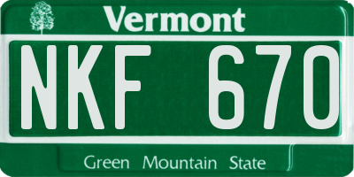 VT license plate NKF670