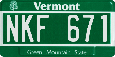 VT license plate NKF671