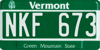 VT license plate NKF673